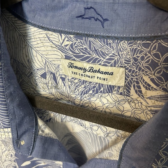 Tommy Bahama The Coconut Point Monstera Montage Shirt Blue‎ Floral Size 2XLB - Picture 7 of 7